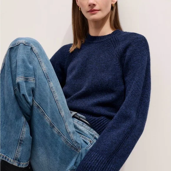 Me+Em Women's Merino Wool Cashmere Roll Neck Jumper Detachable  Blue Small - Picture 8 of 8